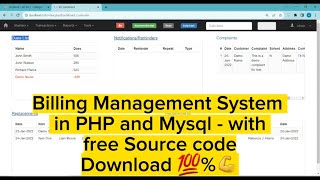 Billing Management System in PHP and Mysql  with free Source code 💯 Download 🔥💪 [upl. by Yanffit220]