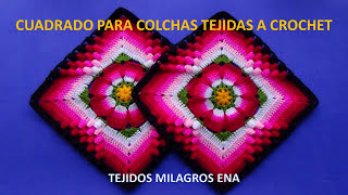 Como tejer el Cuadrado o muestra de colores N° 12 a crochet para colchas y cojines paso a paso [upl. by Thurmond]