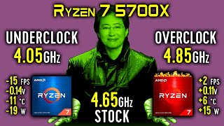 Ryzen 7 5700X Underclock vs Stock vs Overclock  16 Games  CPU Thermals Power amp Efficiency [upl. by Valdis]