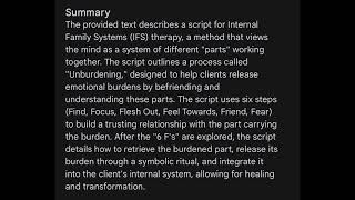 Unburdening Parts in IFS Internal Family Systems [upl. by Nilahs]