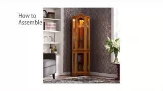 CM0695 Lighted Corner Curio Cabinet  Golden Oak Assembly Video [upl. by Blase]