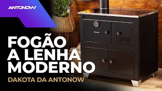 FOGÃO A LENHA MODERNO  ANTONOW  MODELO DAKOTA  CHAPA VITROCERÂMICA  FORNO INOX [upl. by Mohr]