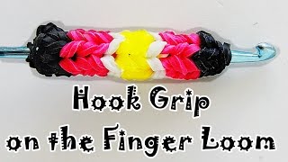 EASY Rainbow Loom Hook Grip How to make with the new Finger Loom using Loom Bands [upl. by Seigel]