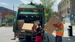 Pete Chagnon Sprinter Rear Loader Garbage Truck Packing Cardboard Box Piles [upl. by Eerahs517]