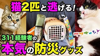 災害発生、すぐに猫２匹と一緒に逃げる覚悟の準備。311自主避難経験者が実践的な避難グッズをご紹介します！ [upl. by Pohsib]