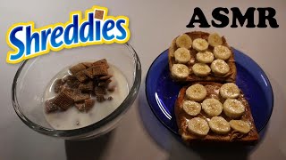 SHREDDIES amp TOAST WITH PEANUT BUTTER amp BANANA ASMR MUKBANG [upl. by Ettie]