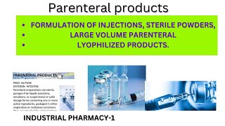 formulation of injections  sterile powder larger volume parenteral  lyophilized products [upl. by Kindig73]