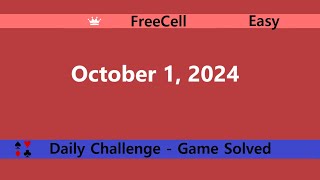 Microsoft Solitaire Collection  FreeCell Easy  October 1 2024  Daily Challenges [upl. by Atelokin]