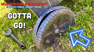 How to replace BBQ grill wheels for cheap HARBOR FREIGHT [upl. by Einohpets103]