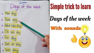 Days of the week  weekdays weekdays spelling learning Days of the week spelling [upl. by Pitarys]