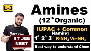 L3 Amine Nomenclature IUPAC  Common  NEET JEE  12th Organic  By Arvind Arora [upl. by Asselam516]