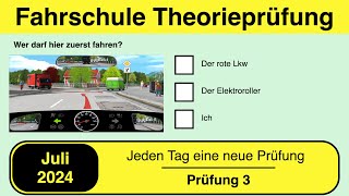 🚘 Führerschein Theorieprüfung Klasse B 🚗 Juli 2024  Prüfung 3 🎓📚 [upl. by Holden]