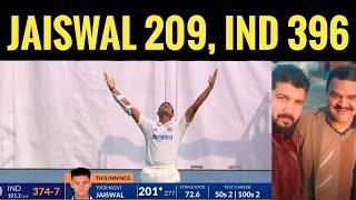 Jaiswal 209 take India to 396 England positive 320in five overs [upl. by Lenuahs]