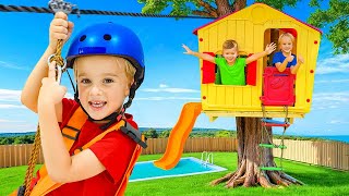 Chris and Michael build a Tree House with zipline [upl. by Ydasahc]