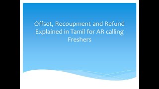 Offset Recoupment and Refund Explained in Tamil [upl. by Rebeka798]