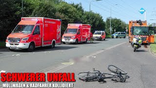 SCHWERER UNFALL IN DÜSSELDORF  Kollision zwischen Müllwagen amp Radfahrer  Mann schwer verletzt [upl. by Ranie424]