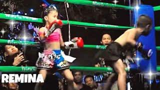 REMINA VS Petch bandon เรมินะปะทะชายMuay Thai Show【ムエタイ】レミナ女子 VS 男子！【キックボクシング】小学生 ムエタイキッズ 試合！ [upl. by Vrablik]