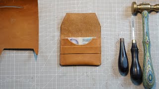 How to make a Vachetta leather Credit Card HolderMini Leather Wallet [upl. by Marco]