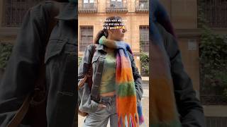 Fit check with a colorful scarf denim jacket brown purse amp brown boots fallfashion winterfashion [upl. by Yllek]