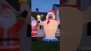 Christmas Inflatables being put up Subscribe to see lots more Inflatables [upl. by Winer148]