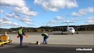 SAS Ground Service SGS Marshalling a Wideroe Dash8400 on Kjevik [upl. by Kessiah]