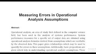 Measuring Errors in Operational Analysis Assumptions [upl. by Aw]