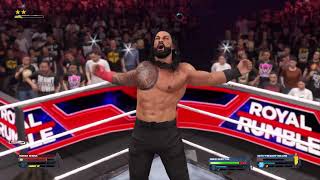 WWE 2K24 Royal Rumble Handicap Match Roman Reigns vs Drew Mcintyre and Seth Rollins [upl. by Viking]