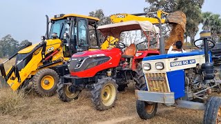 Jcb 3dx Backhoe Loader Machine Loading Red Mud In Mahindra and Swaraj Tractor  Jcb Tractor Video [upl. by Dauf]