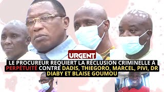 LE PROCUREUR REQUIERT LA RÉCLUSION CRIMINELLE À PERPÉTUITÉ CONTRE DADIS THIEGORO MARCEL PIVI [upl. by Rella]