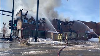 Fire in downtown Alexandria Minnesota destroys 4 buildings displaces 20 residents [upl. by Galloway]