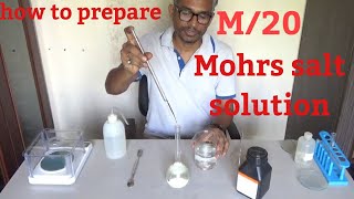 how to prepare M20 Standard solution of Mohrs salt titration [upl. by Enerol]