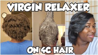 VIRGIN RELAXER ON 4C NATURAL HAIR AT HOME❗️ yes I went from natural to relaxed after 21 months🫣 [upl. by Elohcin341]