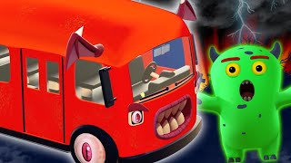 Wheels On the Bus With Green Monsters  Bus Ride  Spooky Scary Songs For Kids forkids spooky [upl. by Eirallih586]