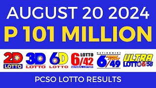 Lotto Result Today 9pm August 20 2024  PCSO Complete [upl. by Pepe]