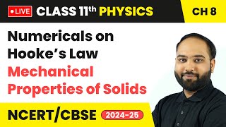 Numericals on Hooke’s Law  Mechanical Properties of Solids  Class 11 Physics Chapter 8  live [upl. by Fisch]