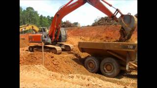 Hitachi 350 Excavator Loading Cat 730 Truck [upl. by Freytag134]