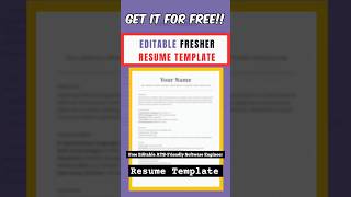 Free Editable ATS Friendly Fresher Resume Template For Software Engineer Roles 🔥 [upl. by Artair]