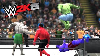 HULK amp RED HULK VS BLUE HULK amp GREY HULK  EXTREME RULES TORANDO TAG TEAM MATCH  WWE 2k15 [upl. by Esilrac]