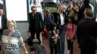 EXCLUSIVE Johnny Hallyday Laetitia Jade and Joy arriving at Paris airport [upl. by Orvil]