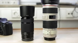 Sony 55210mm f4563 Review  Canon 70200 f4 L IS Comparison [upl. by Nnainot35]