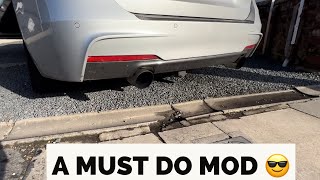 BMW 330d f31 custom exhaust and down pipewhat a transformation [upl. by Karwan]