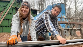 Metal Roofing STARTS NOW  Cabin Build [upl. by Aisor]