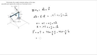 Determine the couple moment acting on the pipe assembly [upl. by Ahsimik]