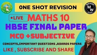 CLASS 10 MATHS  FINAL CLASS MCQ  SUBJECTIVE QUESTIONS 80 MARKS  MathsWallahSureshSir [upl. by Ahseekal335]