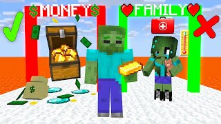 Monster School  Girl Zombie Health or Money  Minecraft Animation [upl. by Burck]