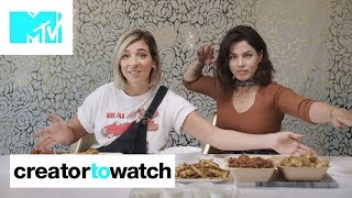 Gabbie Hanna amp Megan Batoon MUKBANG Chicken Wings 🍗  MTV Creator To Watch [upl. by Halyak]