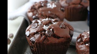 VEGAN SALTED TAHINI CHOCOLATE CHIP MUFFINS [upl. by Sivi]