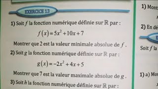 Extremums d une fonction numérique exercice 13 page 78 ALMOUFID [upl. by Bloom450]