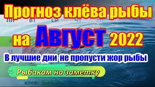 Календарь рыбака на Август Прогноз клева рыбы на эту неделю Календарь клева Август 2022 [upl. by Eseuqram]