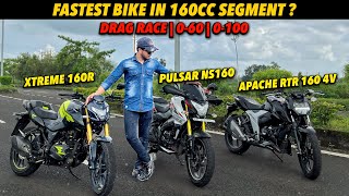 Bajaj Pulsar NS160 VS RTR 160 4v VS Xtreme 160r 4V  Fastest 160cc bike [upl. by Fortunia]